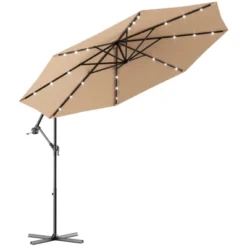 Tangkula 10' Patio Solar Umbrella LED Sun Shade Offset W/Base -Tangkula GUEST f6b73a64 d5f3 4e14 9578 a7669cdc4cc5