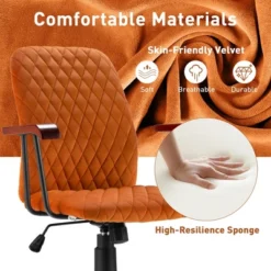 Tangkula Velvet Home Office Chair Swivel Adjustable Task Chair W/ Wooden Armrest 13 Tangkula Velvet Home Office Chair Swivel Adjustable Task Chair W/ Wooden Armrest -Tangkula GUEST f6da1cfc 0772 4434 a93d 490112242cf6