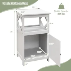 Tangkula Bathroom Floor Cabinet Single Door Storage Cabinet With Open Compartment Anti-Toppling Device Grey/White -Tangkula GUEST f6dea685 a05b 4cae b356 409d66666d29