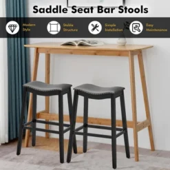 Tangkula Set Of 4 Saddle Bar Stools Bar Height Kitchen Chairs W/ Rubber Wood Legs 16 Tangkula Set Of 4 Saddle Bar Stools Bar Height Kitchen Chairs W/ Rubber Wood Legs -Tangkula GUEST f7550f25 5f9b 4b98 b1fd cffc9ae199fe