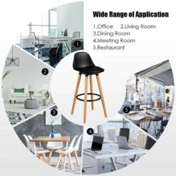 Tangkula Set Of 4 Mid Century Barstool 28.5" Dining Pub Chair W/Leather Padded Seat Black -Tangkula GUEST f7bade85 c1ee 4e54 9d32 b0fe85103ddc