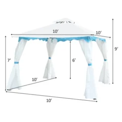 Tangkula 2 Tier 10'x10'Patio Steel Gazebo Outdoor Canopy Tent Steel Frame Shelter Awning W/Side Walls For Patio Yard Garden -Tangkula GUEST f8a7e206 3a51 495c 9785 34bbc427d46b