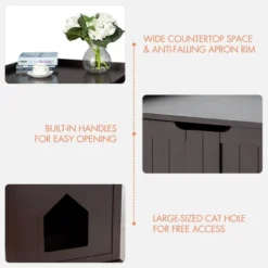 Tangkula Cat House Litter Box Pet Cat Washroom Nightstand Cat Storage Bench Coffee/Black -Tangkula GUEST fa42f9c5 210e 48d2 b70d ac521d863f33