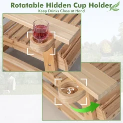 Tangkula 1PC/2PCS Outdoor Fir Wood Rocking Chair Outdoor Glider Chair With Rotatable Hidden Cup Holder And Curved Seat -Tangkula GUEST fa928b31 0f0e 4cf1 9b69 78c4dbdc576f