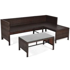 Tangkula 3PC Outdoor Furniture Set Rattan Wicker Sofa Table Deck Garden Patio -Tangkula GUEST faaf8a49 fa96 4791 b8c9 9e2dca48a729