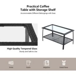 Tangkula 4PCS Patio Rattan Furniture Set Outdoor Conversation Set W/Tempered Glass Coffee Table Beige 17 Tangkula 4PCS Patio Rattan Furniture Set Outdoor Conversation Set W/Tempered Glass Coffee Table Beige -Tangkula GUEST fab76c4a db65 4c26 a6b5 6233ad0bd75a