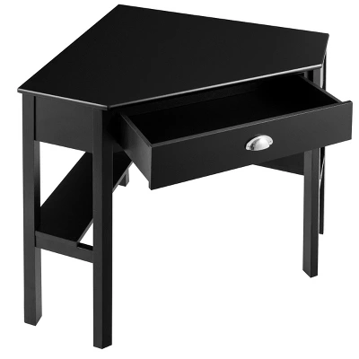 Tangkula Corner Computer DeskTable Wood Workstation BlackWhite 7 Tangkula Corner Computer DeskTable Wood Workstation BlackWhite - Image 5
