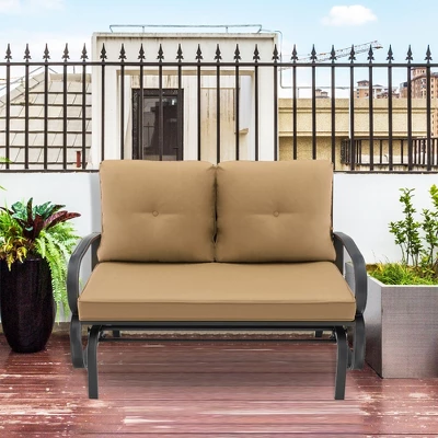 Tangkula 2-Person Outdoor Patio Glider Bench Swing Seat Bench W/ Seat & Back Cushions 4 Tangkula 2-Person Outdoor Patio Glider Bench Swing Seat Bench W/ Seat & Back Cushions - Image 2