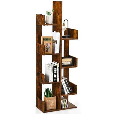 Tangkula 8-Tier Modern Bookshelf Anti-fall Tree Bookcase Storage Rack Suitable For Home & Office Brown/White/Black 8 Tangkula 8-Tier Modern Bookshelf Anti-fall Tree Bookcase Storage Rack Suitable For Home & Office Brown/White/Black - Image 6
