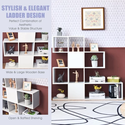Tangkula 5-Shelf Modern Ladder Corner Bookshelf Display Storage Rack For Home&Office 7 Tangkula 5-Shelf Modern Ladder Corner Bookshelf Display Storage Rack For Home&Office - Image 5