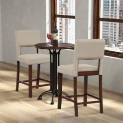 Tangkula 4-Piece Linen Fabric/PVC Leather Counter Height Bar Stool Set W/ Back & Rubber Wood Legs 15 Tangkula 4-Piece Linen Fabric/PVC Leather Counter Height Bar Stool Set W/ Back & Rubber Wood Legs -Tangkula GUEST fdbd4e2f cbfc 447e 9b17 fcefee40ab84