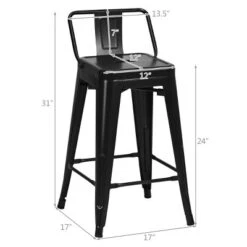 Tangkula Set Of 4 Metal Bar Stools 24" Industrial Chair Low Back Black 12 Tangkula Set Of 4 Metal Bar Stools 24" Industrial Chair Low Back Black -Tangkula GUEST fdc8fa18 236d 4659 ad10 50470a6fb32a