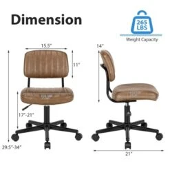 Tangkula Leisure Office Chair Mid-back Swivel Task Chair PU Leather Adjustable Armless Chair Retro Design Black / Brown -Tangkula GUEST fe5c1893 58e7 4ab6 8ca1 2cd90f2d5d86