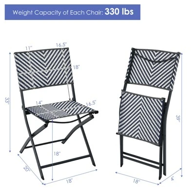 Tangkula Set Of 4 Patio PE Rattan Folding Chairs Dining Chairs With Anti-rust Frame For Garden Backyard 5 Tangkula Set Of 4 Patio PE Rattan Folding Chairs Dining Chairs With Anti-rust Frame For Garden Backyard - Image 3