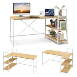 Tangkula 59 Inch L-Shaped Computer Desk Large Reversible Corner Desk W/ Open Storage Shelves Space-Saving Writing Study Table PC Laptop Gaming Desk Black/White + Natural/Black + Walnut -Tangkula GUEST fe9b2c90 6970 4236 b344 298503fe3f9f