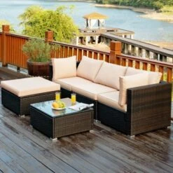 Tangkula 5-Piece Outdoor Patio Sectional Rattan Wicker Sofa Set W/ Cushion 14 Tangkula 5-Piece Outdoor Patio Sectional Rattan Wicker Sofa Set W/ Cushion -Tangkula GUEST fec423b3 1583 4d32 b169 9bb08243d0fd