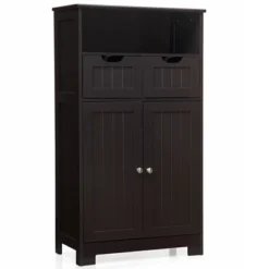 Tangkula Wooden Floor Storage Cabinet For Livingroom Bathroom Office W/Open Shelf, 2 Doors And 2 Drawers -Tangkula GUEST ff062521 556e 4537 be18 b89eb6c0f656