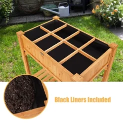 Tangkula Outdoor 8 Grids Raised Garden Bed Elevated Planter Box Kit W/Liner & Shelf For Backyard Patio -Tangkula GUEST ff275082 c82b 466d 9bb3 ec04a7632c3a