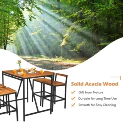 Tangkula 5PCS Patio Rattan Dinning Set With Umbrella Hole Wood High-Dining Bistro Set With 4 Bar Stools For Poolside&Garden 13 Tangkula 5PCS Patio Rattan Dinning Set With Umbrella Hole Wood High-Dining Bistro Set With 4 Bar Stools For Poolside&Garden -Tangkula GUEST ff871620 d7c6 4c00 a7f5 e4565bd0177f