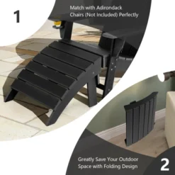Tangkula Outdoor Adirondack Chair W/Ergonomic Design&Ottoman Lounge Armchair HDPE Chair For Yard&Patio Black/Grey/Turquoise/White -Tangkula GUEST fff75152 8ca1 4f98 8bb7 9c699a0c5329